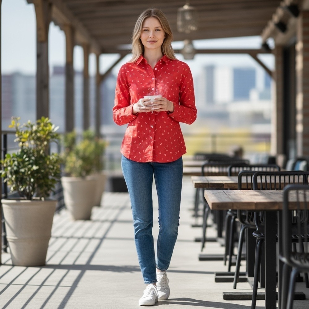 J Crew Anchor Print Button Down Shirt